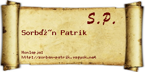 Sorbán Patrik névjegykártya