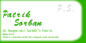 patrik sorban business card